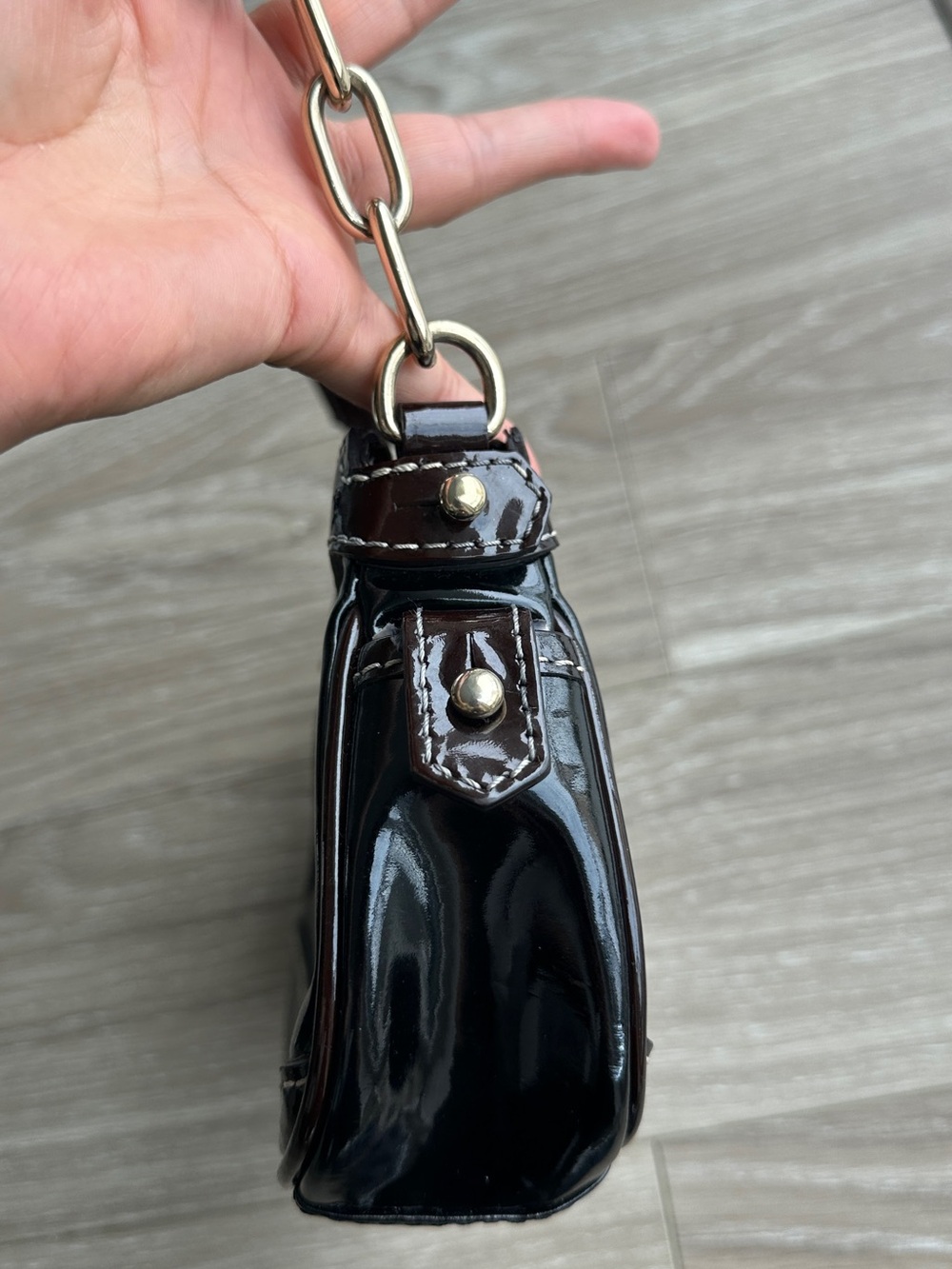 Dooney & Bourke Black Patent Shoulder Bag with Gold Hardware - Picture 9 of 11